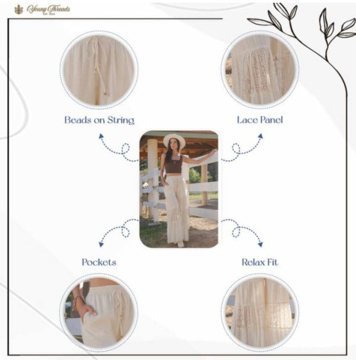 Young Threads - Desert Dreams Boho Goddess Cloud Tiered Lace Pants