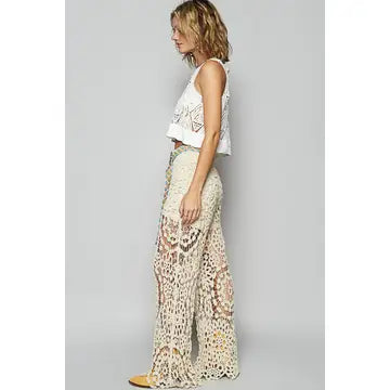 POL Crochet straight leg pants