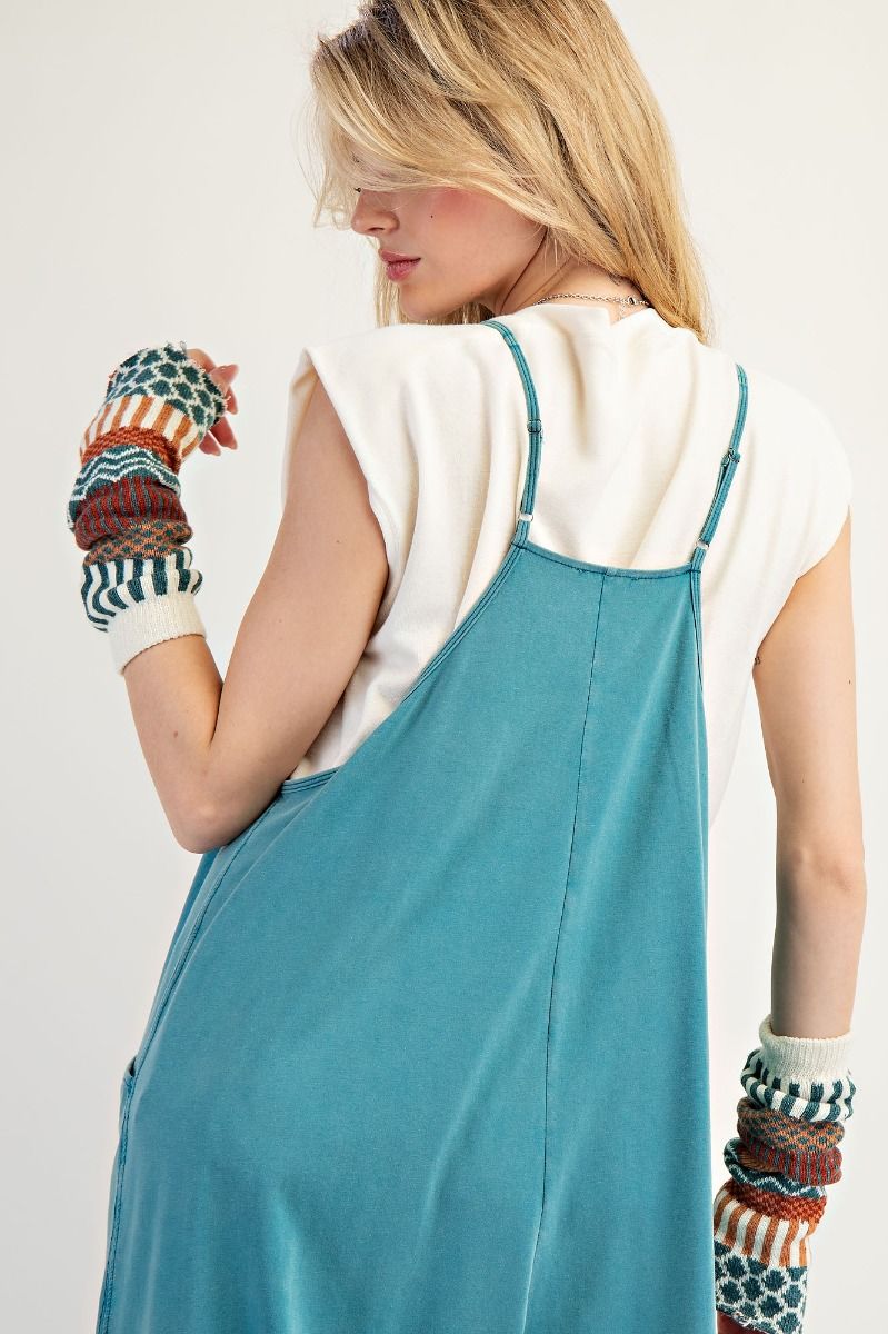 Easel Jumpsuit, Teal or Grey, Cotton/spanex