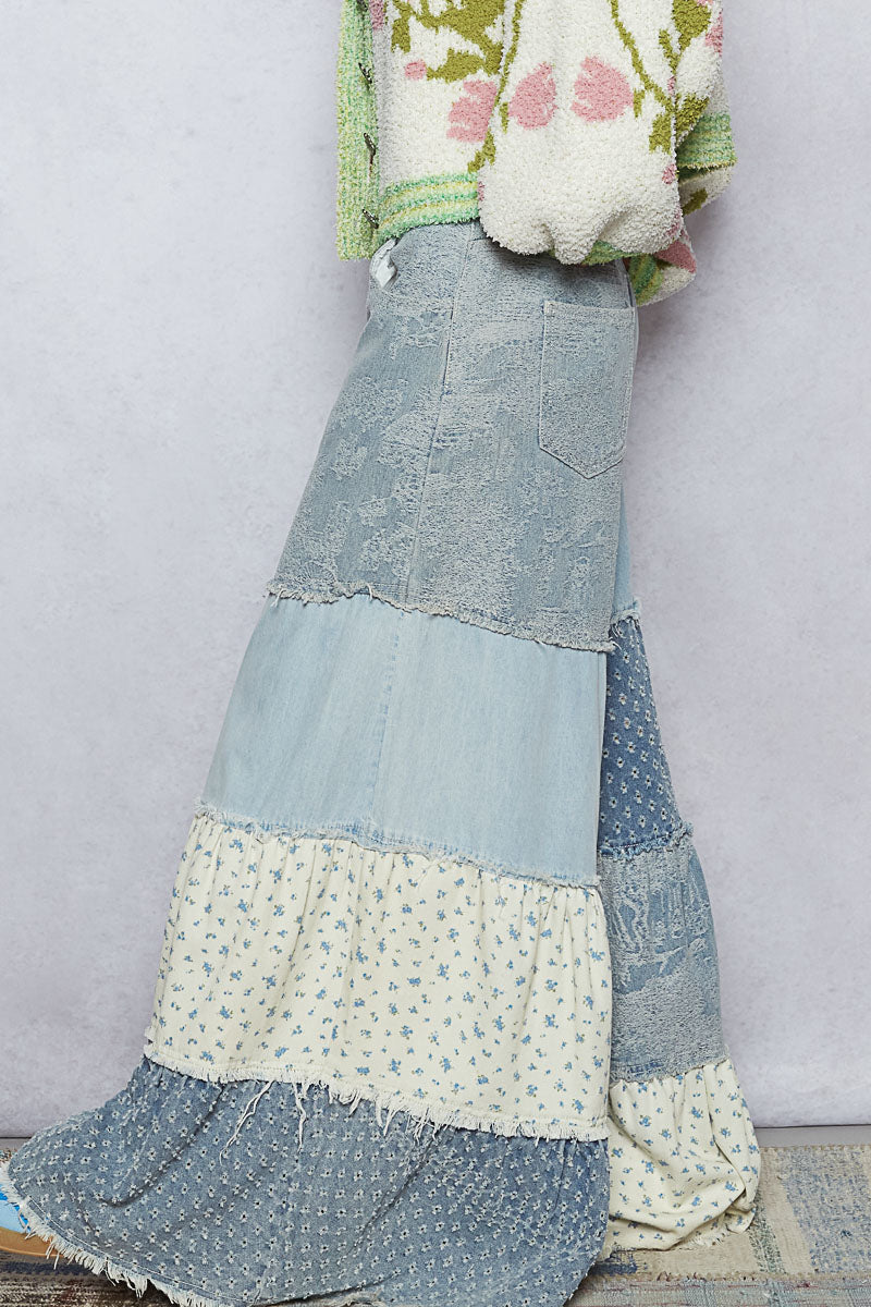 POL Denim Panel Patchwork Pants