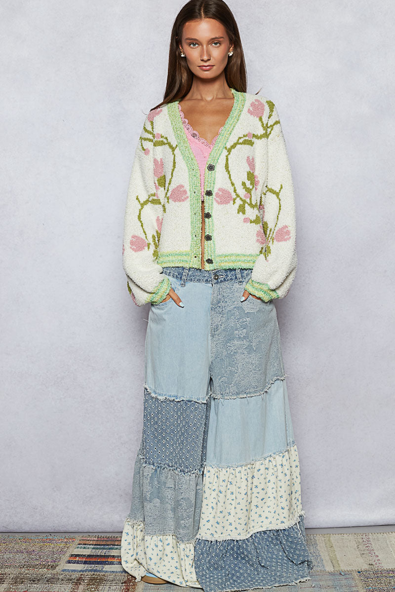 POL Denim Panel Patchwork Pants