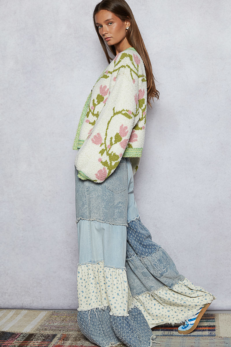 POL Denim Panel Patchwork Pants