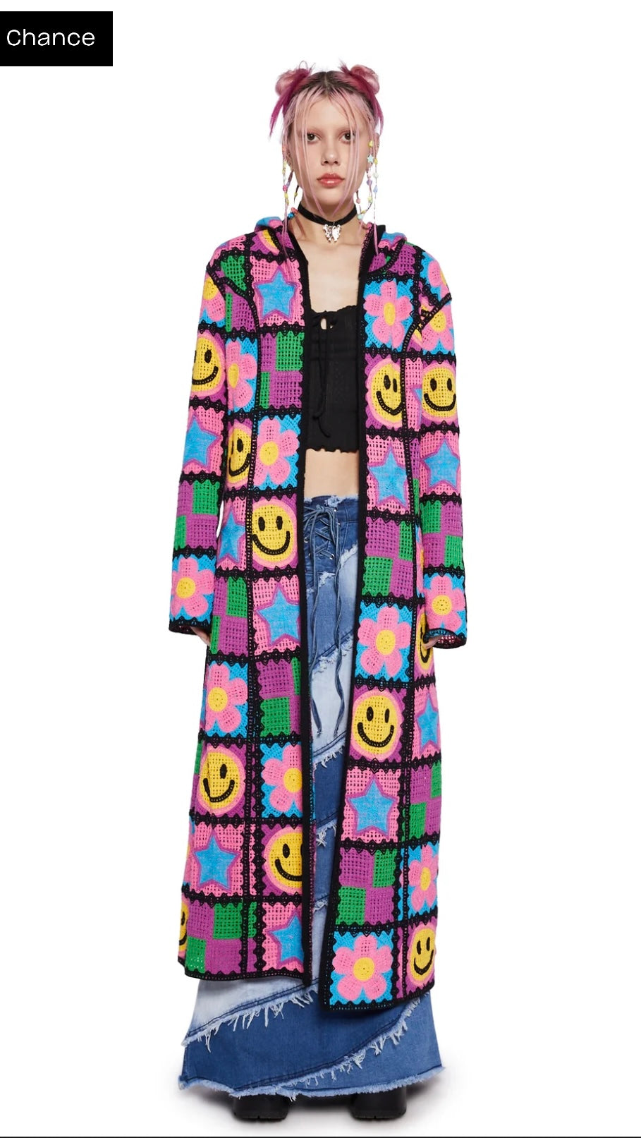 Happy Smiley Crochet cardigan Duster