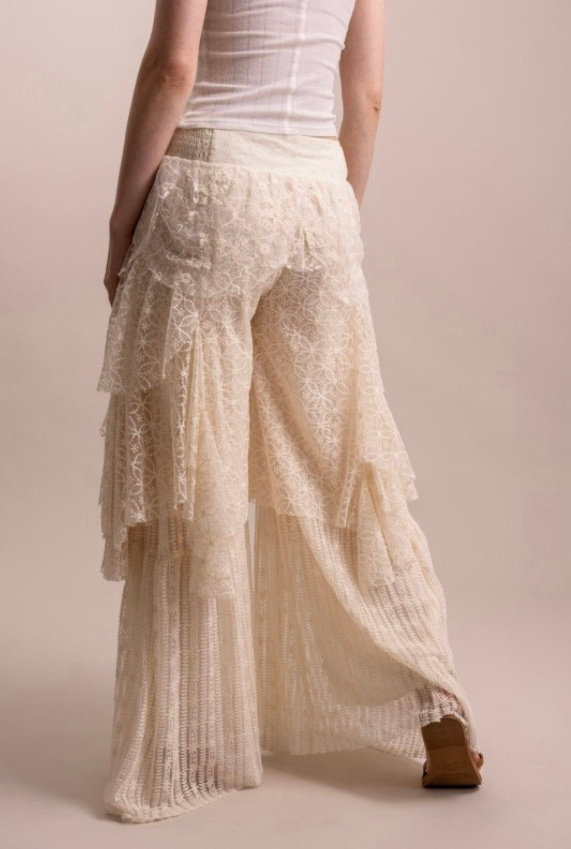 Blue Velvet Cascading Lace Ruffle Pants