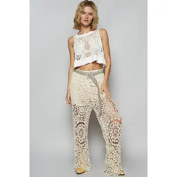 POL Crochet straight leg pants