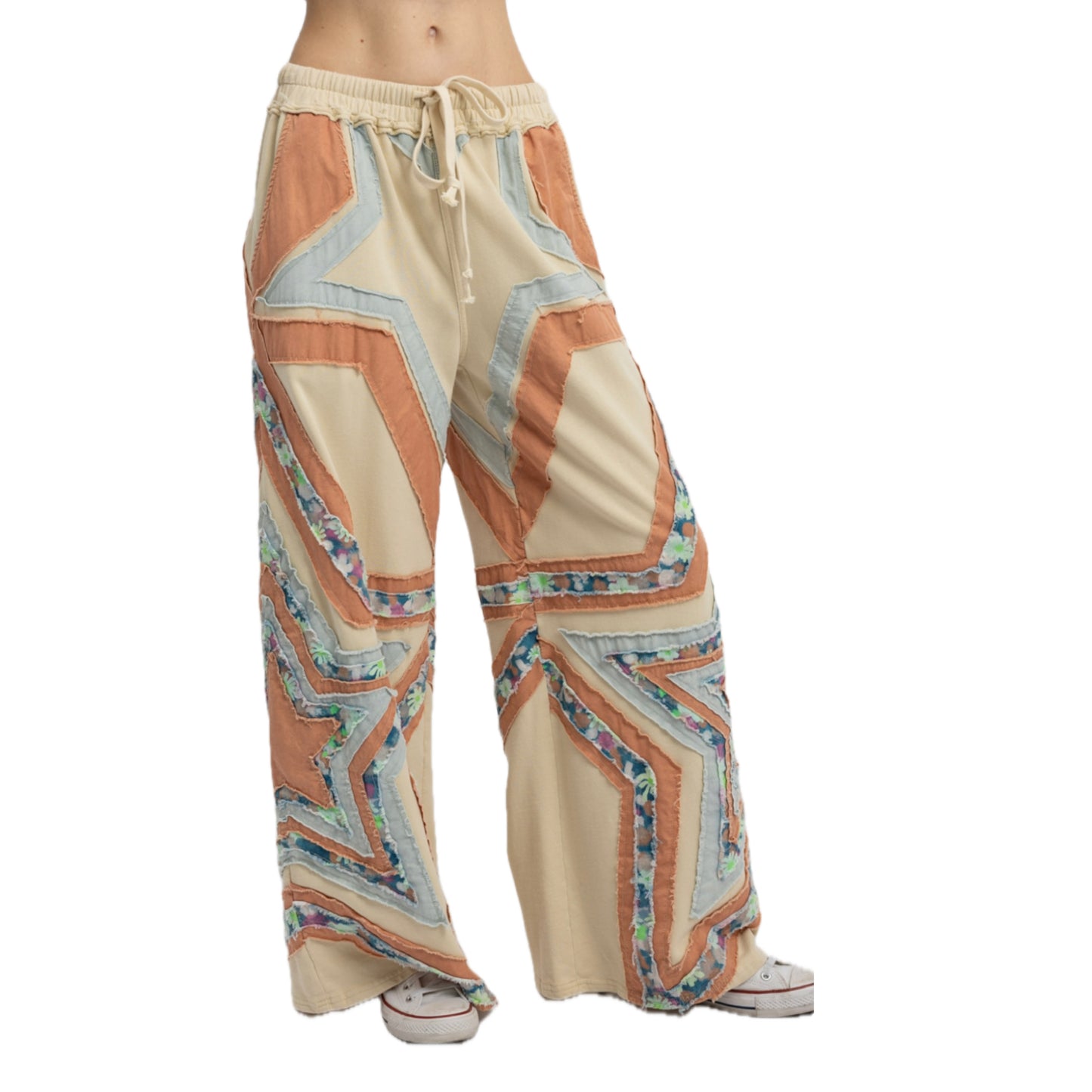 Blue-Velvet, Boho Star Patchwork Pants