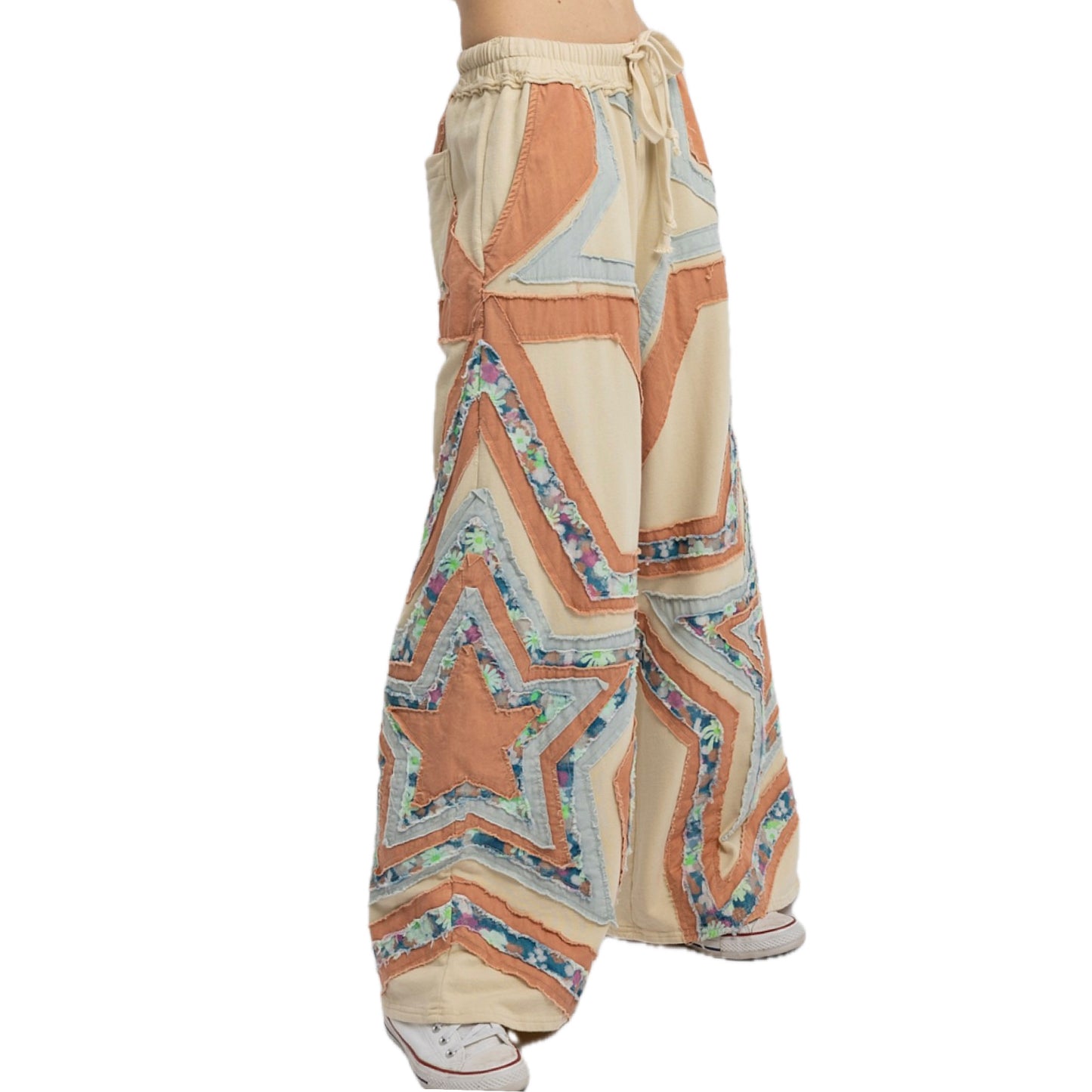 Blue-Velvet, Boho Star Patchwork Pants