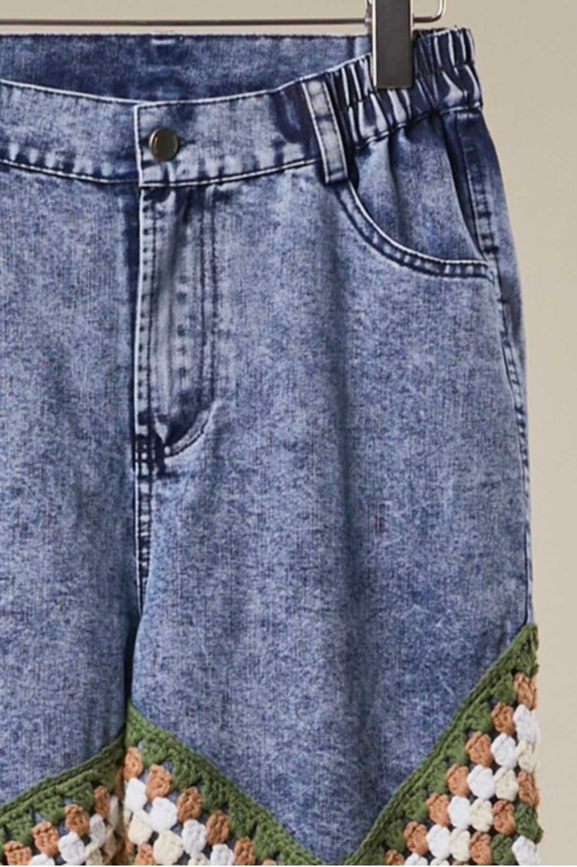 Mello Boho Granny‑Square Crochet Fringe Pants