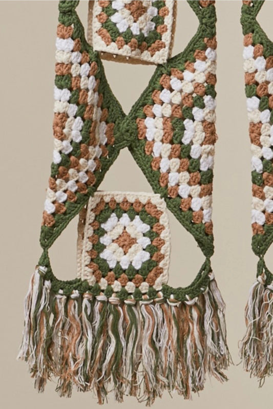 Mello Boho Granny‑Square Crochet Fringe Pants