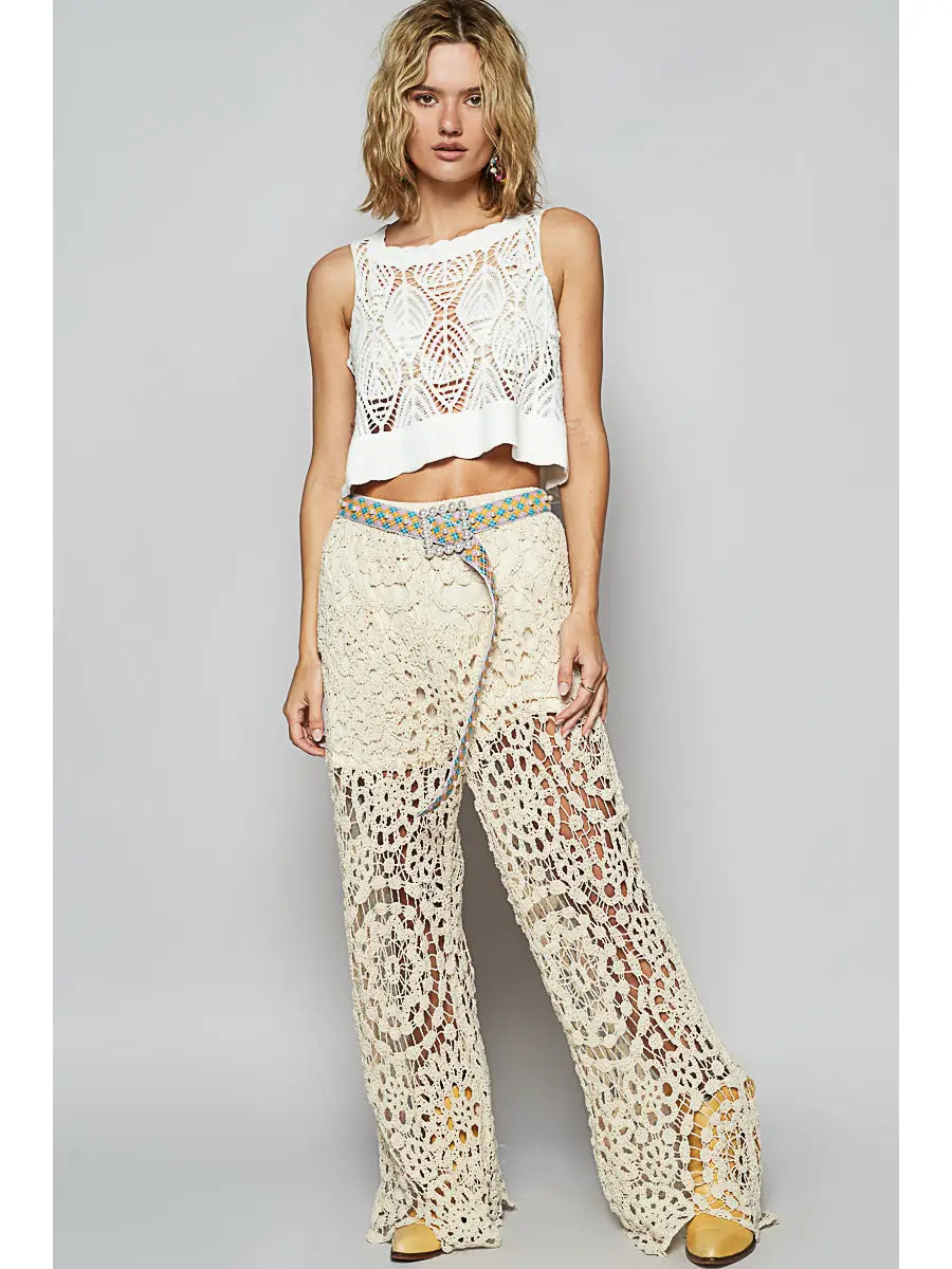 POL Crochet straight leg pants
