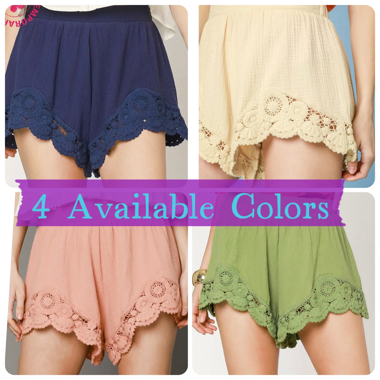 UMGEE Cotton Gauze Crochet Shorts