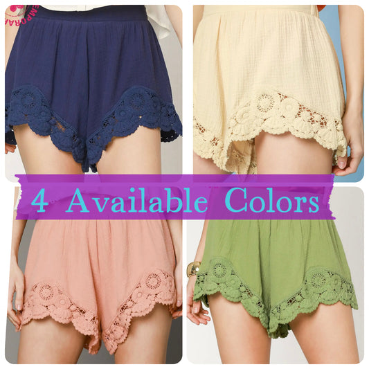 UMGEE Cotton Gauze Crochet Shorts