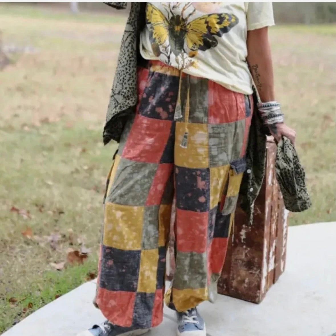 Jaded Gypsy Falling for you Patchwork Jogger Pants