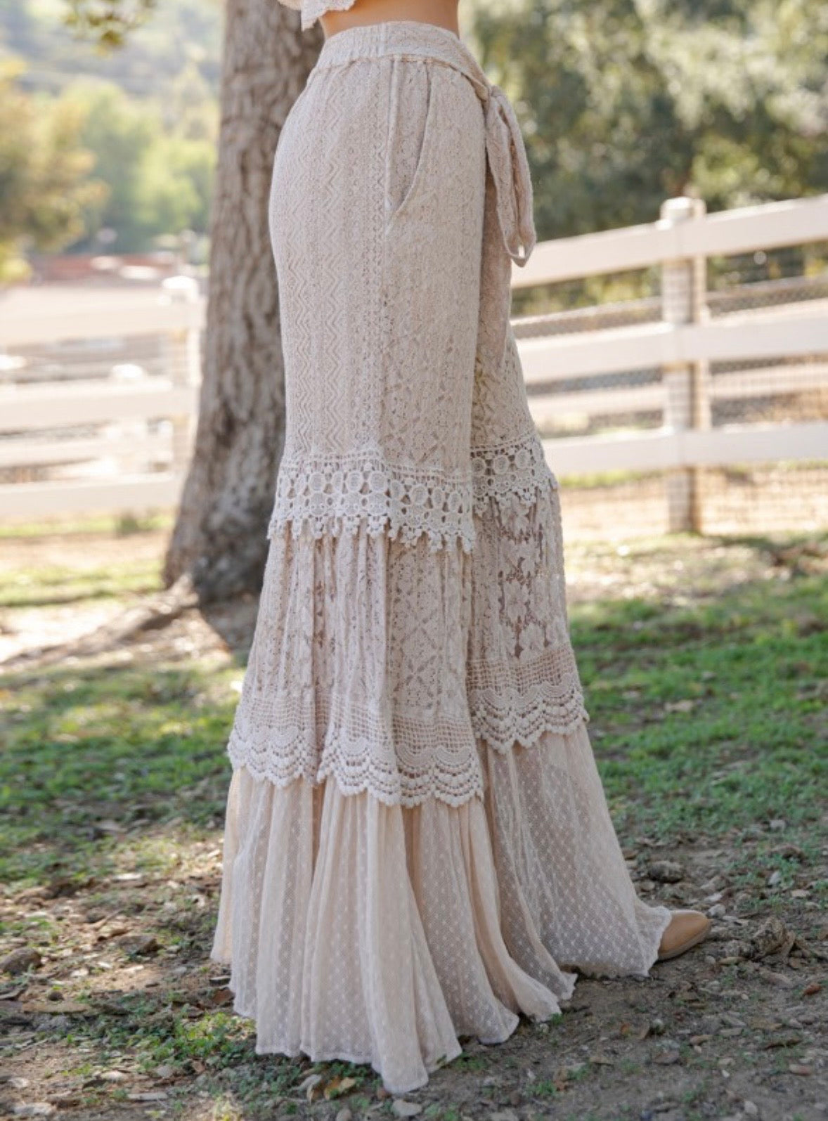 Young Threads - Desert Dreams Boho Goddess Cloud Tiered Lace Pants
