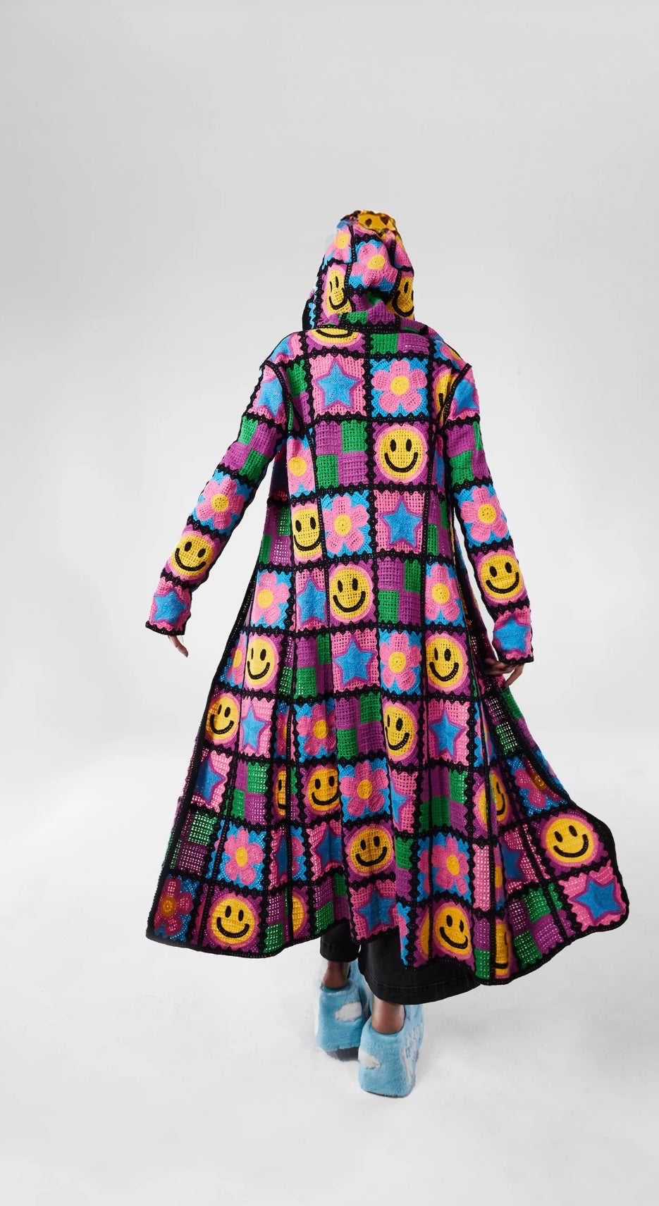 Happy Smiley Crochet cardigan Duster