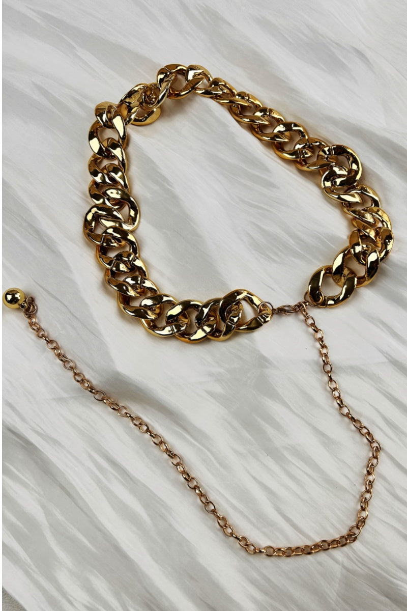 Chic Plated Waist Chain - Secure Hook Closure 🔗 Leto Collection