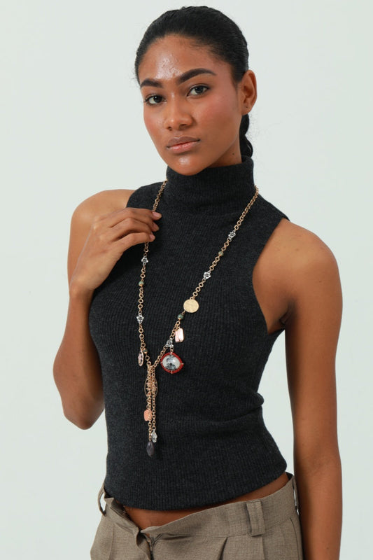 New Design Crane & Floral Teardrop Necklace 🕊️🌸