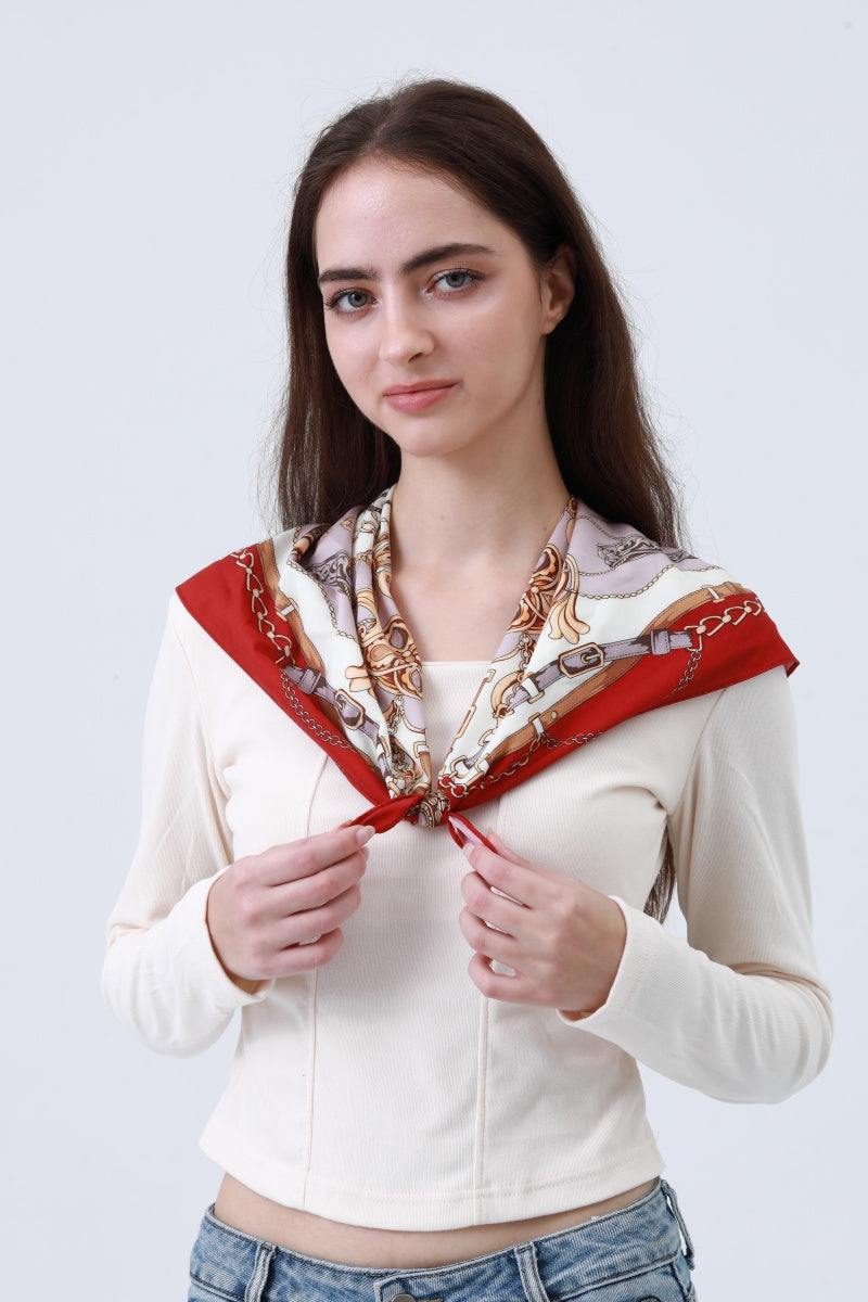 Chain Print Silky Bandana – Vintage Rope Design Headscarf 🔗🧣 Leto Collection