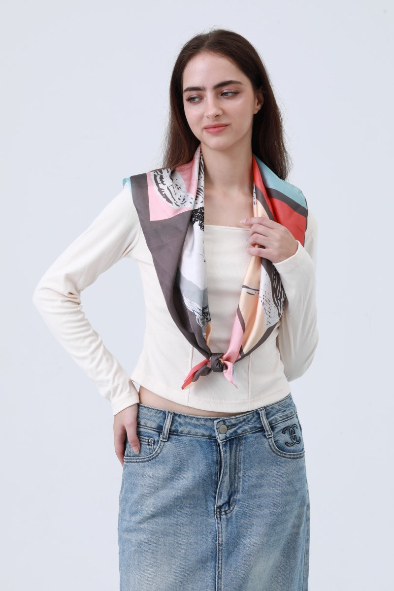 Equestrian Print Silk Scarf – Classic Horse Design 🐎🧣 Leto Collection