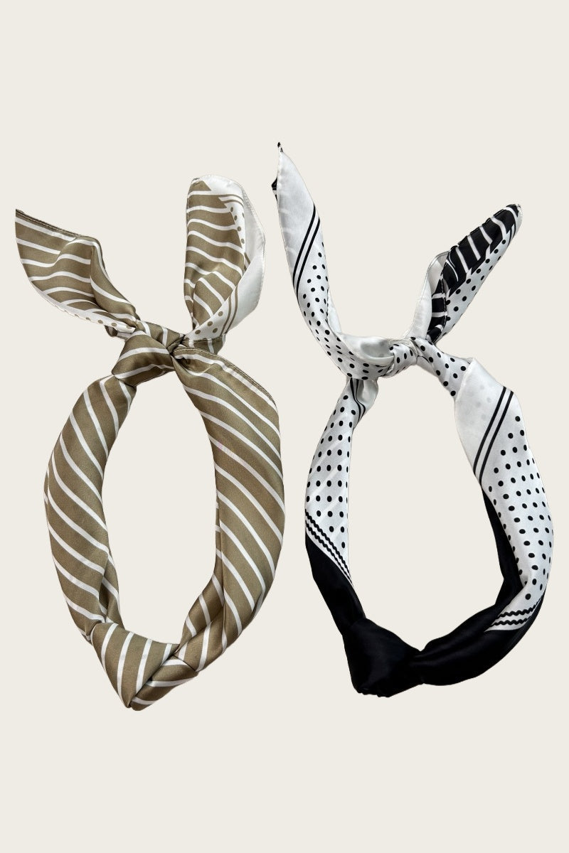 Striped Dot Silky Bandana – Multi-Way Style Scarf 🌞🧣 Leto Collection