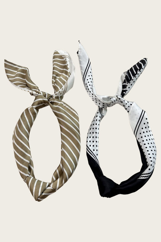 Striped Dot Silky Bandana – Multi-Way Style Scarf 🌞🧣 Leto Collection