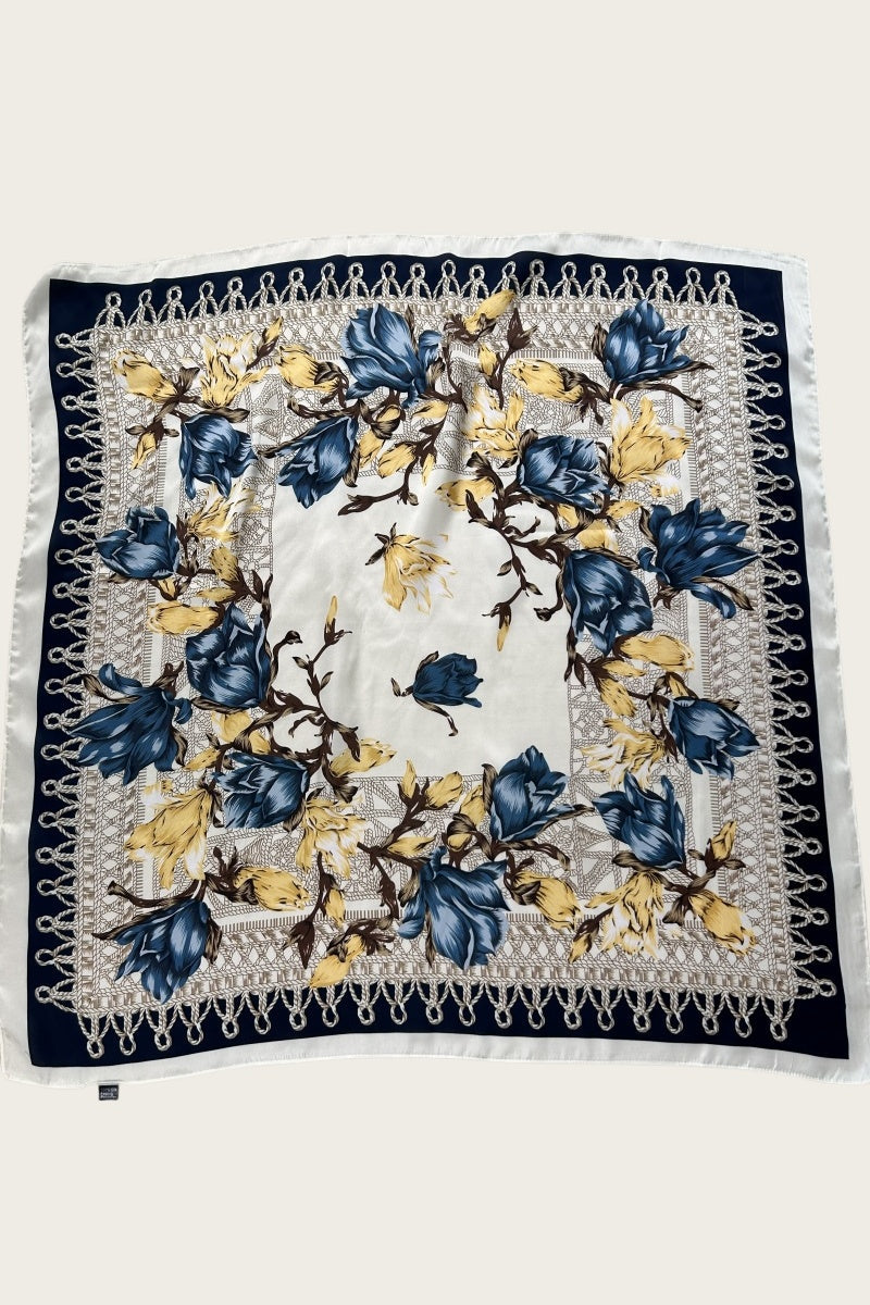 Magnolia Bloom Bandana - Floral Silk Scarf 🌸🧣 Leto Collection