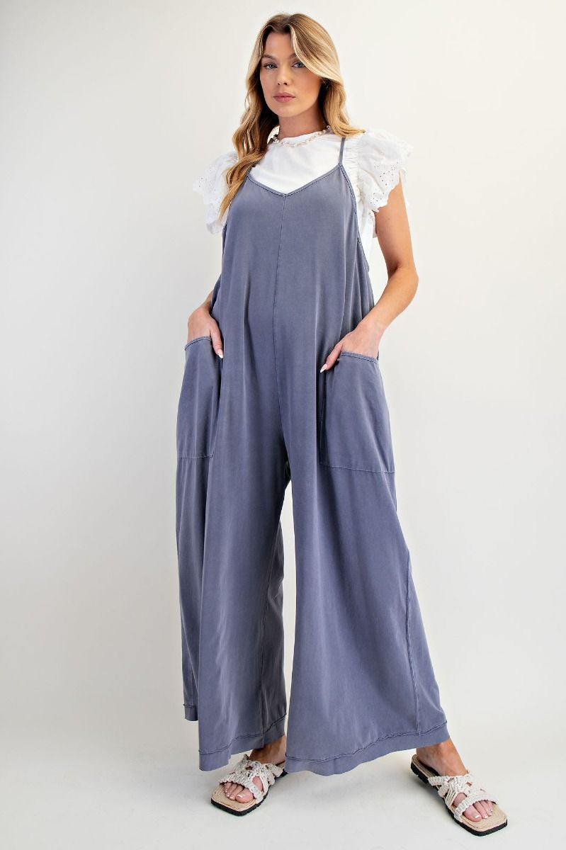Easel Jumpsuit, Teal or Grey, Cotton/spanex