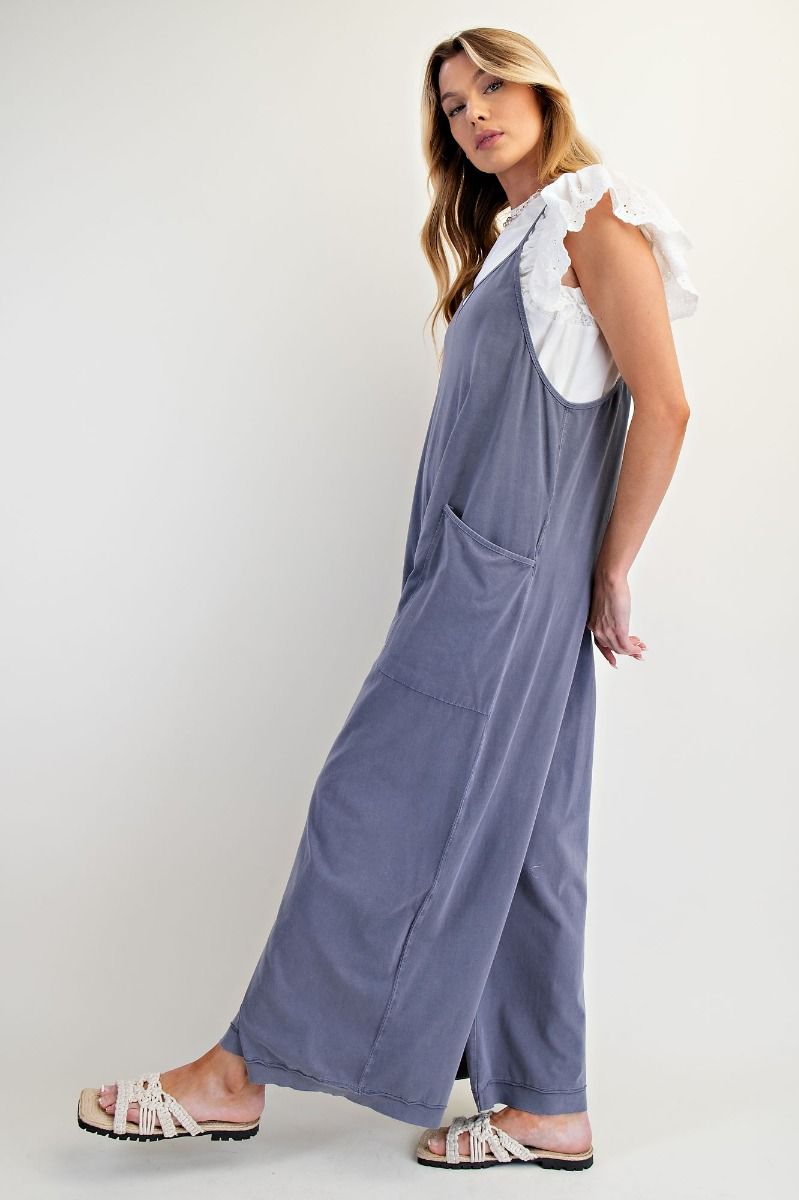Easel Jumpsuit, Teal or Grey, Cotton/spanex
