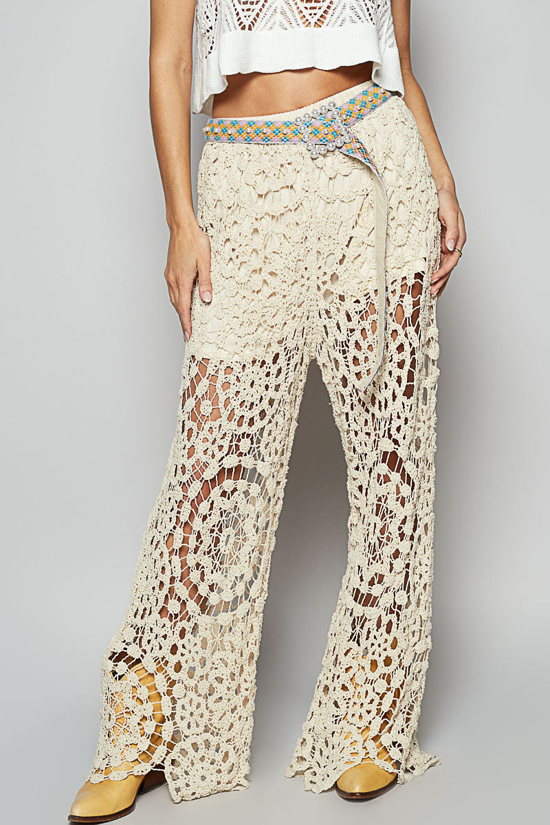 POL Crochet straight leg pants